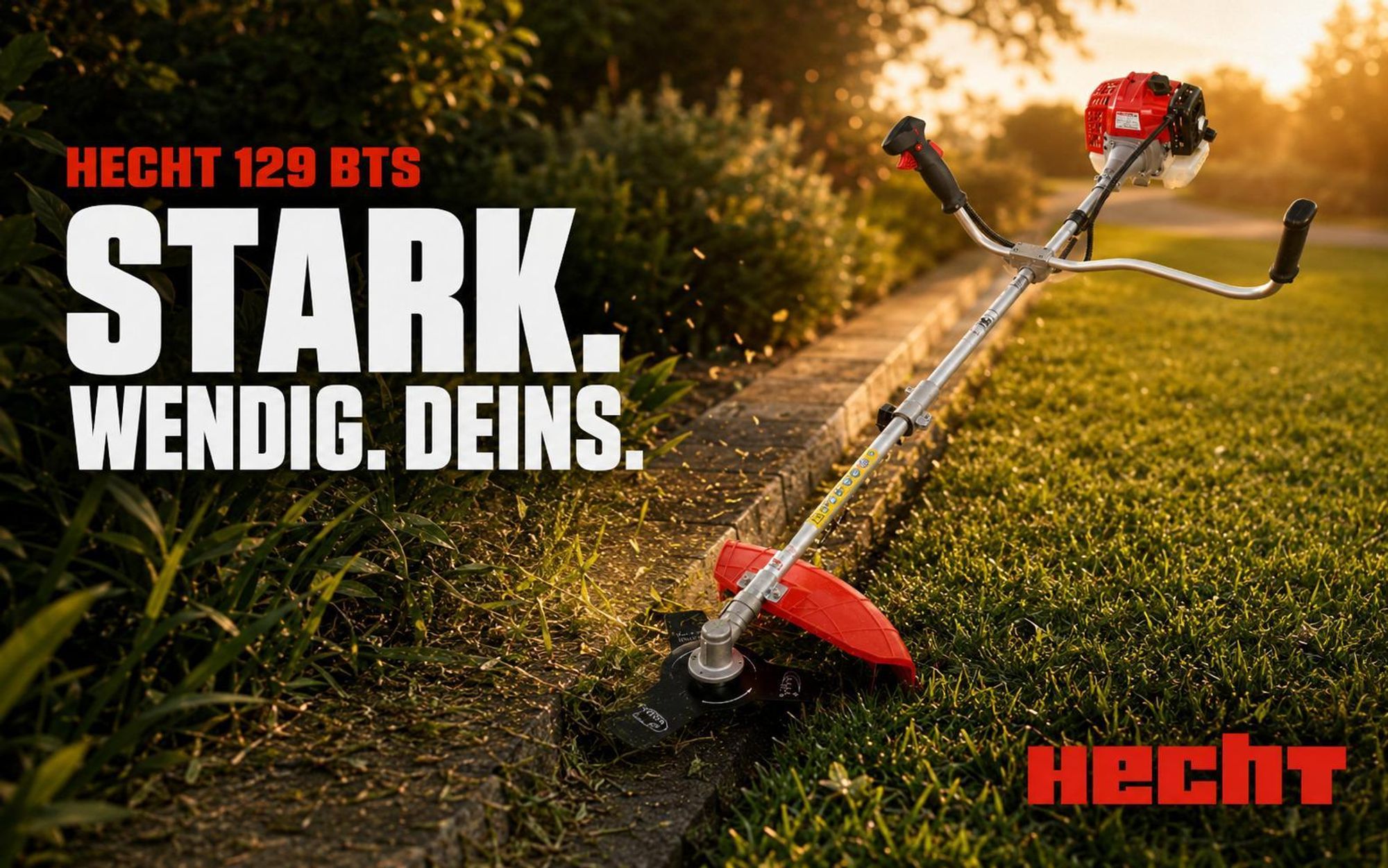 HECHT 129 BTS Freischneider Benzin | mit Tragegurt | 25,5 und 43 cm Schnittkreis | 1,1 PS | 25,4 cm³
