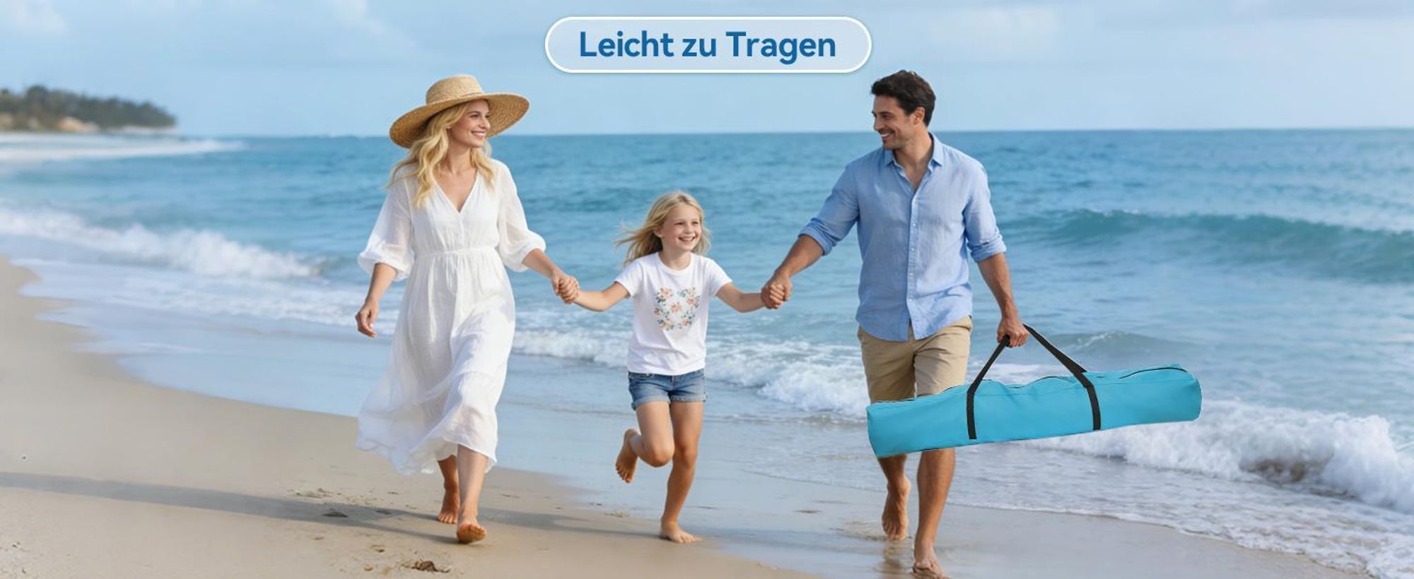 Puluomis Strandmuscheln Strandzelt mit Sonnensegel  Pop-up-Zelt mit UV-Schutz 50+, Sekundenzelt Blau, 135 x 150 x 250 cm