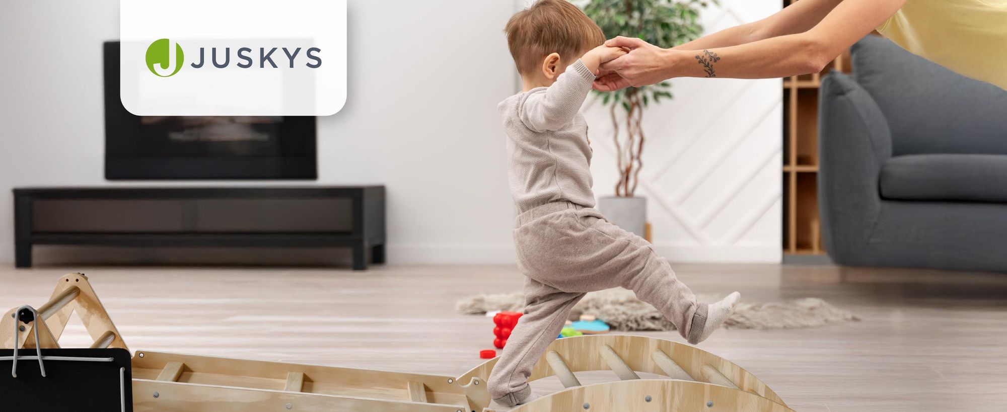 Juskys Kletterdreieck Movario - Indoor Klettergerüst für Kinder, Kletterdreieck und Kletterbogen, mit Rutsche - Klein