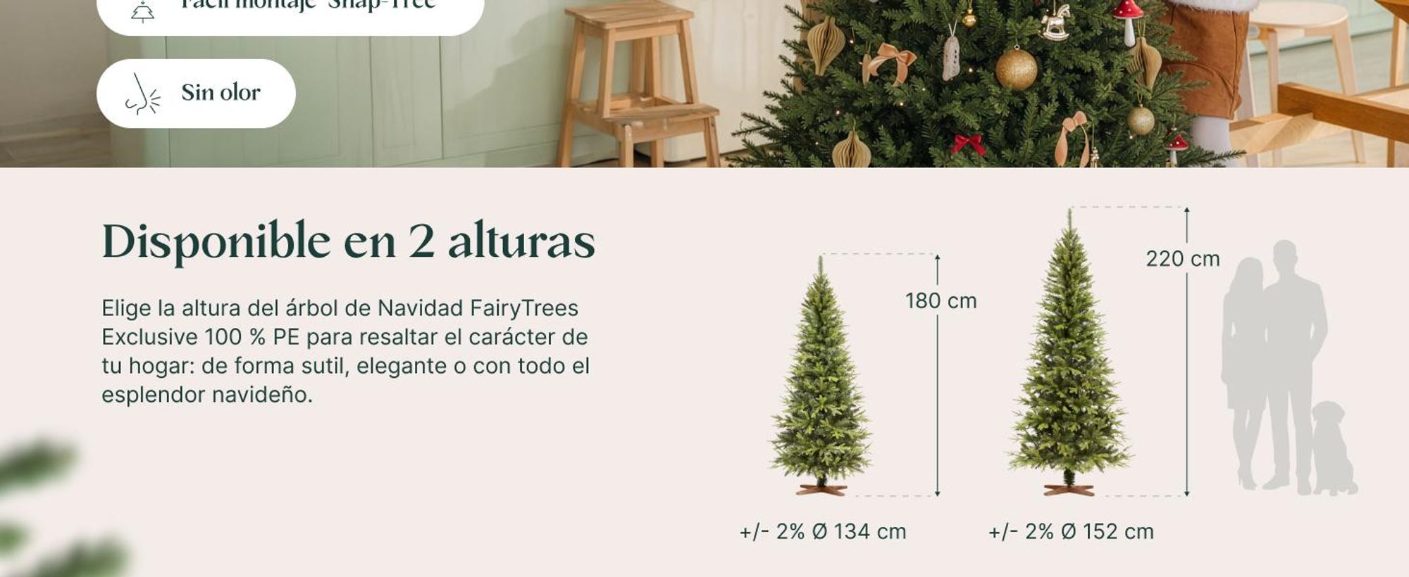 FAIRYTREES Albero di Natale 180 cm in PE 100% pop-up verde | Abete rosso selvatico fatto a mano in Europa | Albero di Natale con aghi realistici, dalla forma ampia con base in legno | Modello: FT02