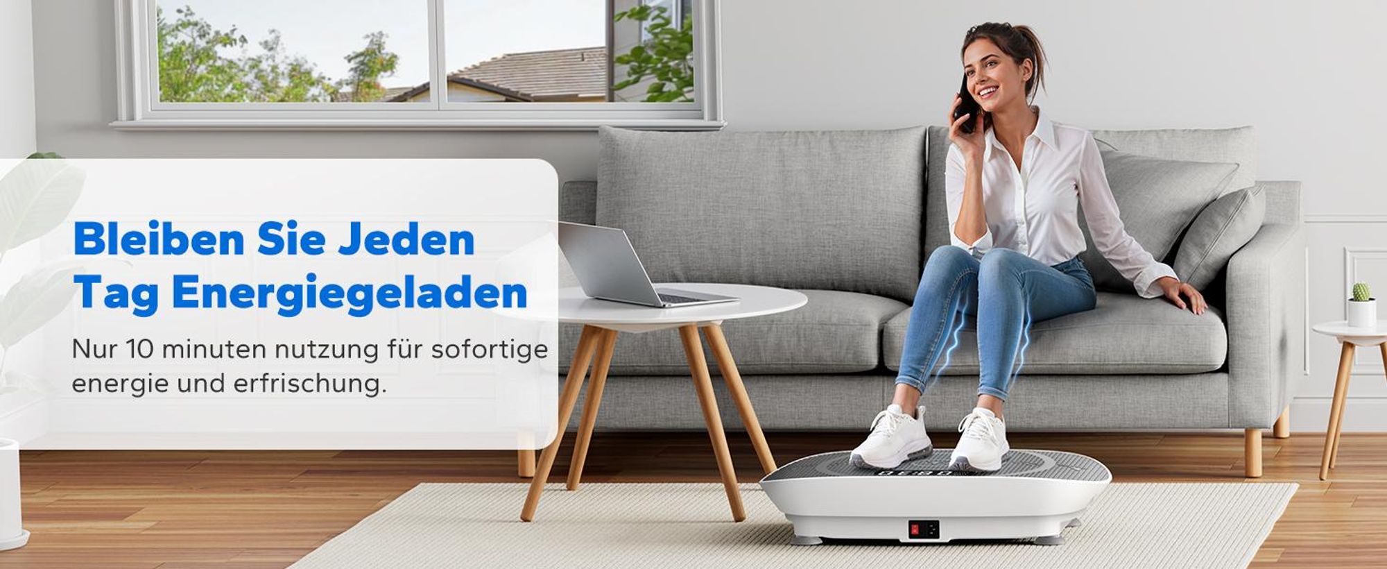 Vibrationsplatte – Mini-Vibrationsplattform mit LED-Display, mit Fernbedienung, für Ganzkörpertraining zu Hause, bis 136 kg