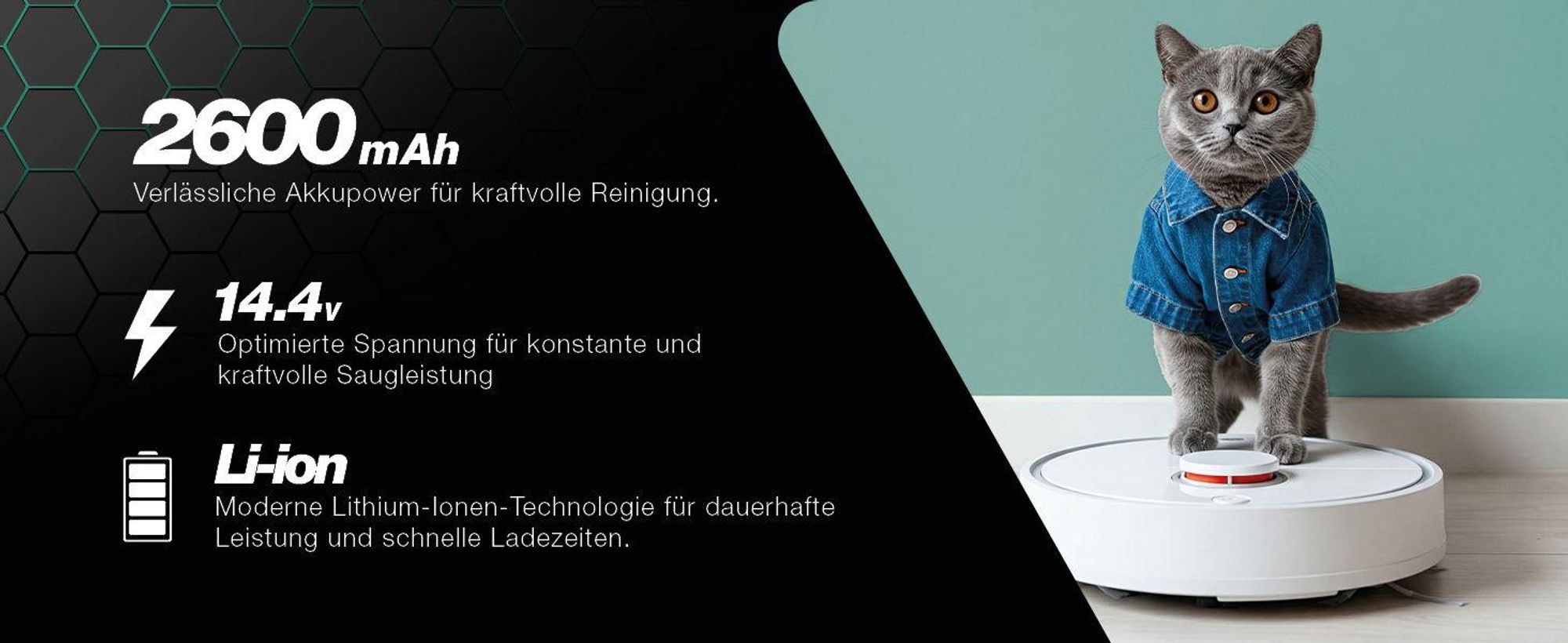 CELLONIC 1x Akku für Staubsauger Kompatibel mit ANKER Eufy RoboVac 30C Max, Eufy RoboVac 12, Kompatibel mit Eufy T2150311, C0914E1 - (2600mAh, 14.4V)