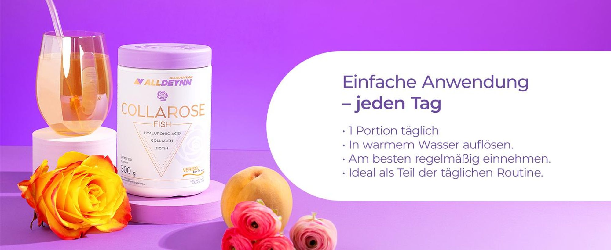 ALLDEYNN Collarose Fish 300g Himbeere-Walderdbeere Kollagen Collagen Haut Haare Hyaluronsäure