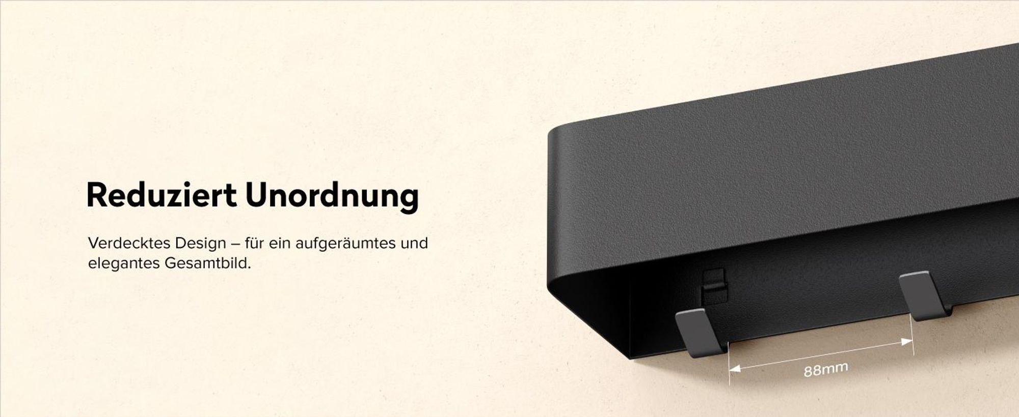 doporro Wandgarderobe mit Ablage, Garderobenleiste 80 cm mit 8 Garderobenhaken, Kleiderhaken Wand ohne Bohren (Kleben) Sandschwarz, Reglo-05