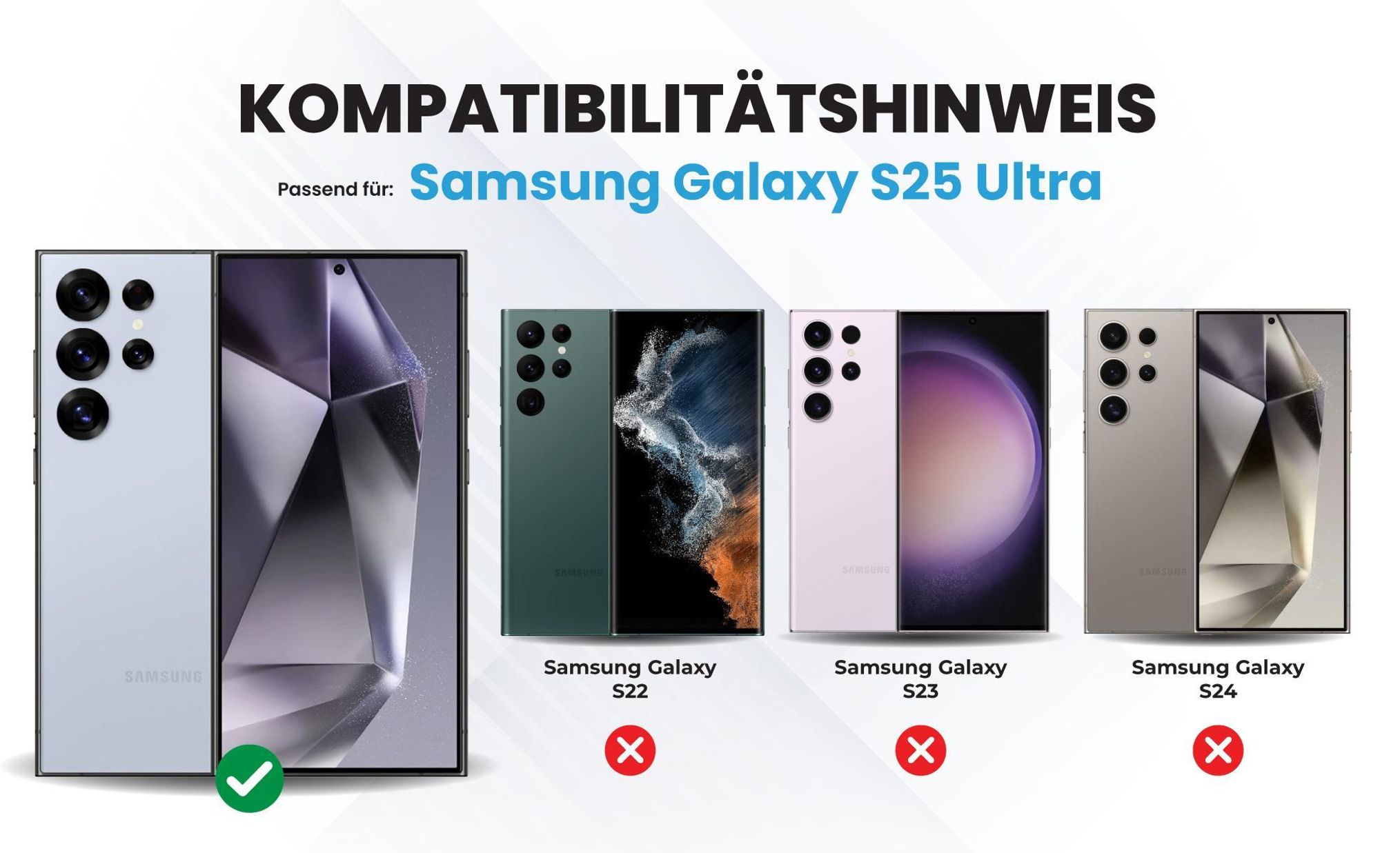 Kompatibilitätshinweise Hülle für das  Samsung Galaxy S25 Ultra