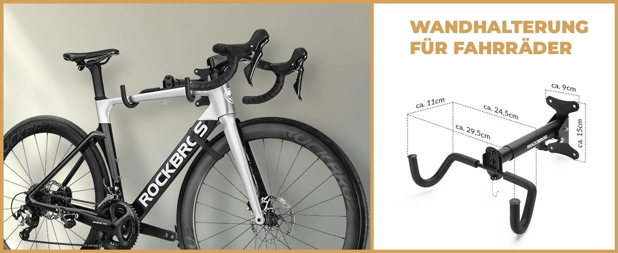 ROCKBROS Fahrrad Wandhalterung Fahrradständer für 1 Fahrräder Radhalter bis 30 kg
