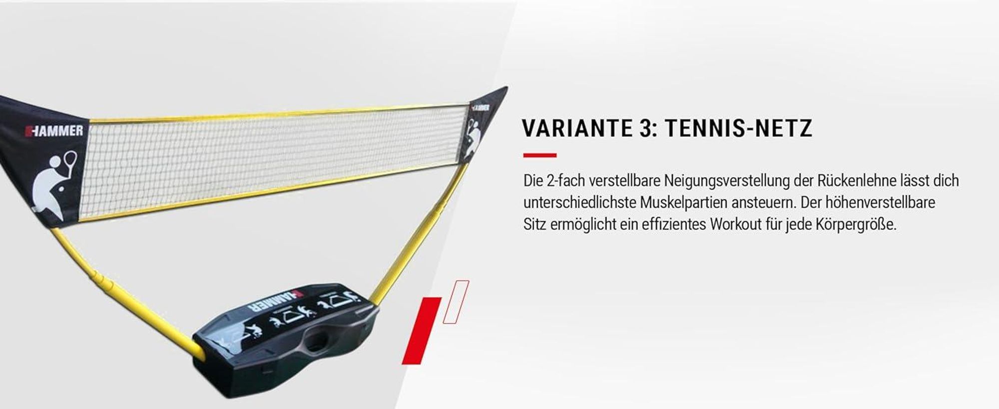 HAMMER 3 in 1 Set für Volleyball, Badminton & Tennis, mobil mit Tragekoffer