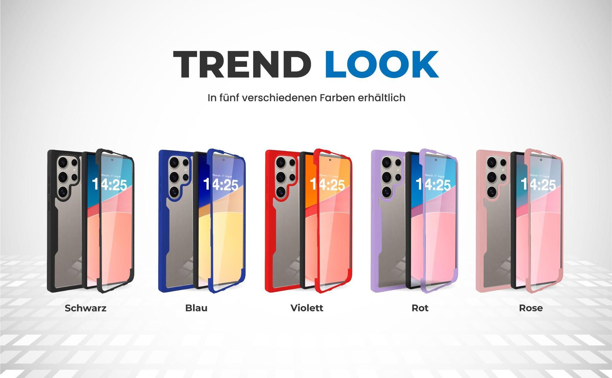 360 Grad Cover Front Back für Samsung Galaxy S25 Ultra in verschiedenen Farben