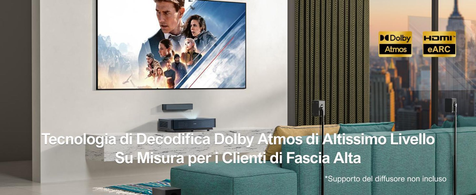 Soundbar ULTIMEA Poseidon D60 5.1 Dolby Atmos (410 W, suono surround e bassi regolabili, HDMI eARC)