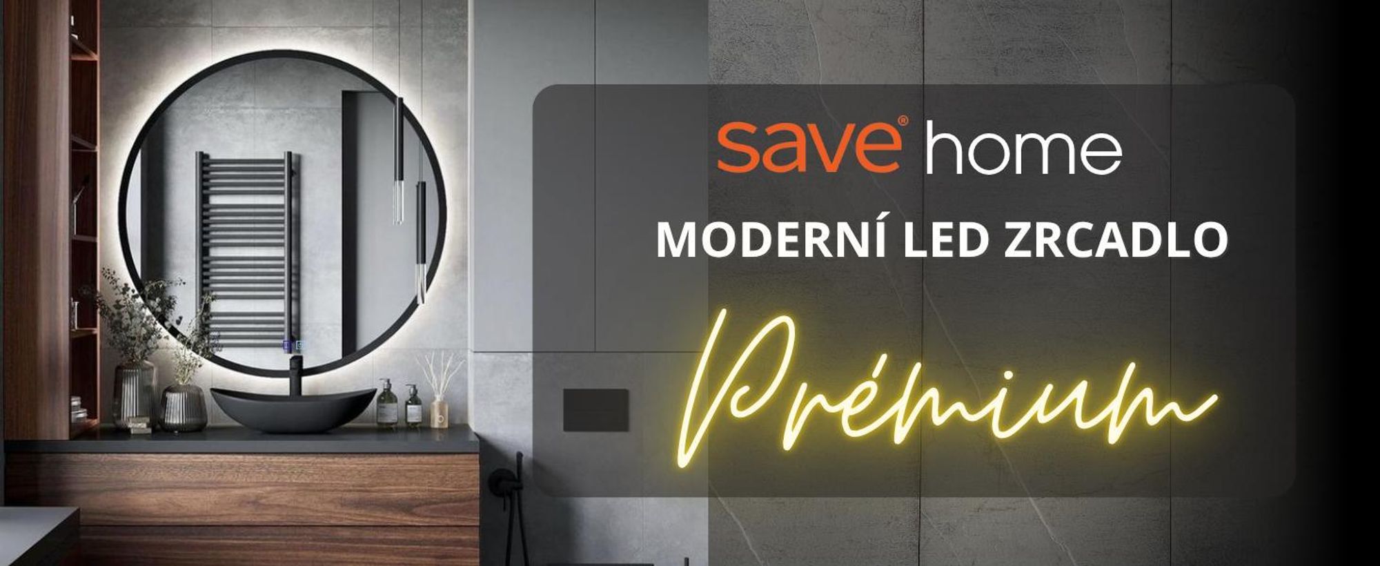 SAVE®HOME Kulaté LED zrcadlo do koupelny - 80 cm - PODSVĚTLENÉ - S RÁMEM VE STYLU LOFT - 3 BARVY SVĚTLA - S TLUMENÍM - PROTI ZAPAROVÁNÍ - S DOTYKOVÝM OVLÁDÁNÍM - NÁSTĚNNÉ ZRCADLO
