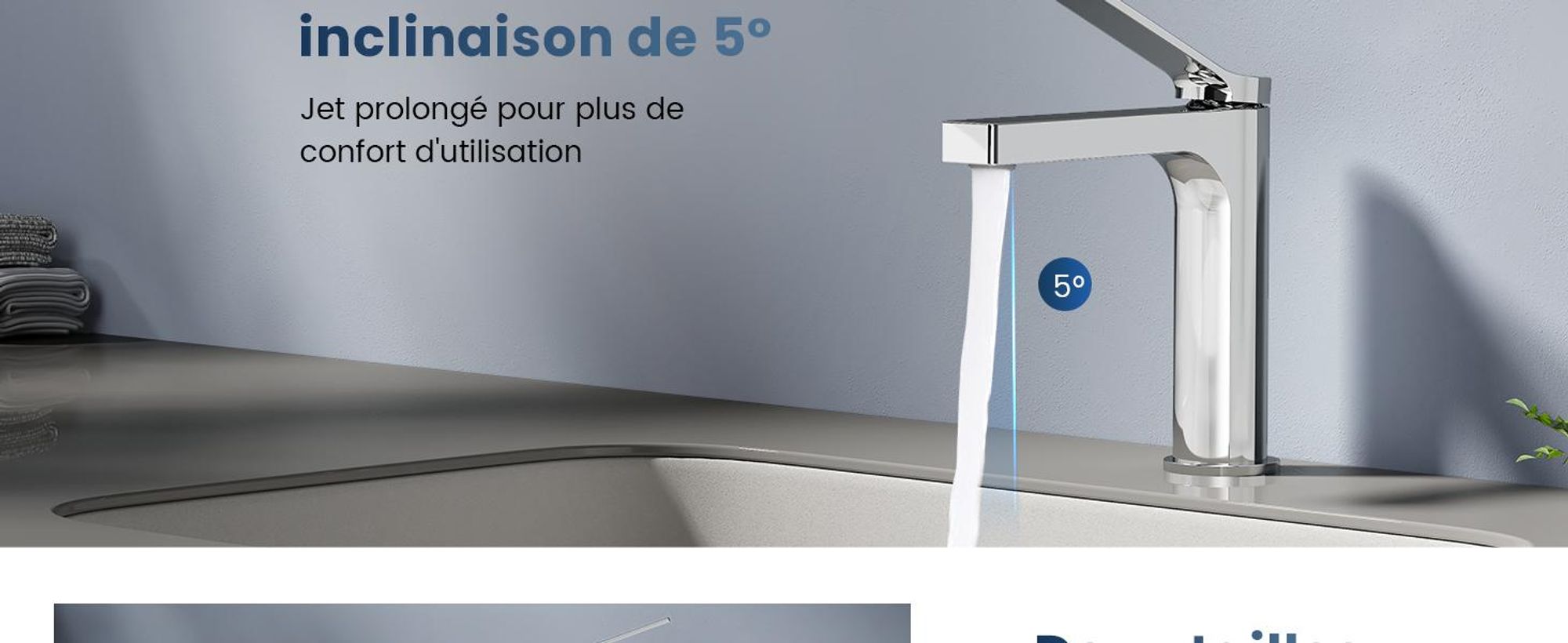 EMKE Robinet de salle de bain chromé 195x173x46mm, laiton, cartouche céramique, robinet de salle de bain, mitigeur de lavabo, mitigeur de lavabo