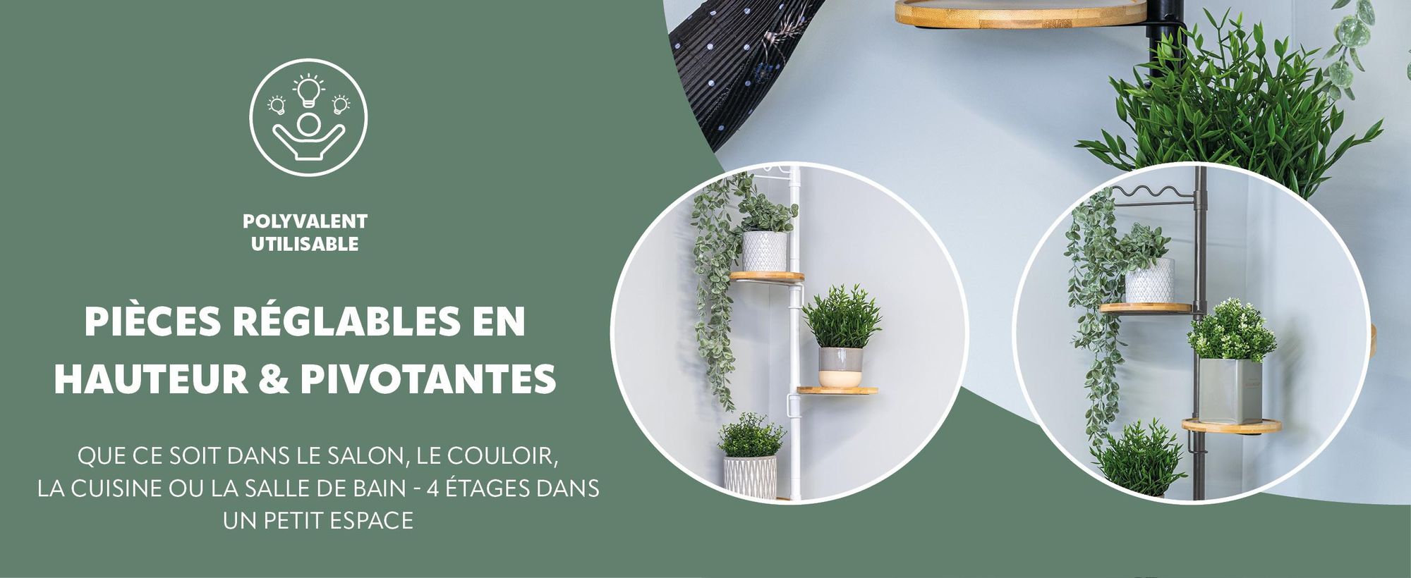 Étagère télescopique pour les plantes dans le salon