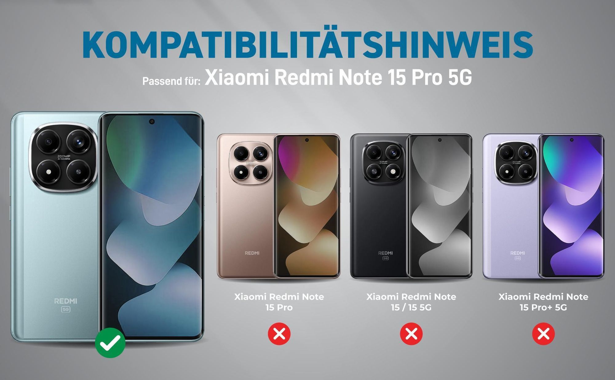 Kompatibilitätshinweise Hülle für Xiaomi Redmi Note 15 Pro 5G