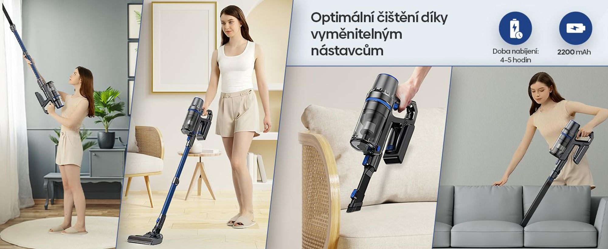 Akumulátorový vysavač Olvy s funkcí vytírání - Akumulátorový vysavač bez sáčku s HEPA filtrem, LED displejem, příslušenstvím - Ideální pro tvrdé podlahy a koberce