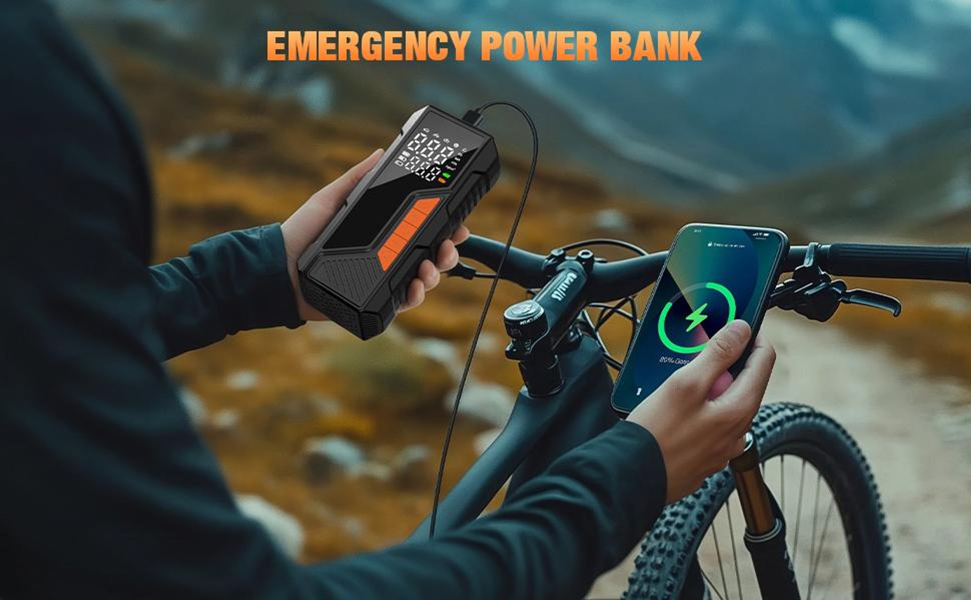 Elektrische Luftpumpe, 6000mAh Tragbare Elektrische Pumpe, Luftkompressor mit Powerbank und LED-Taschenlampe, für Autos, Fahrräder, Motorrad, Bälle