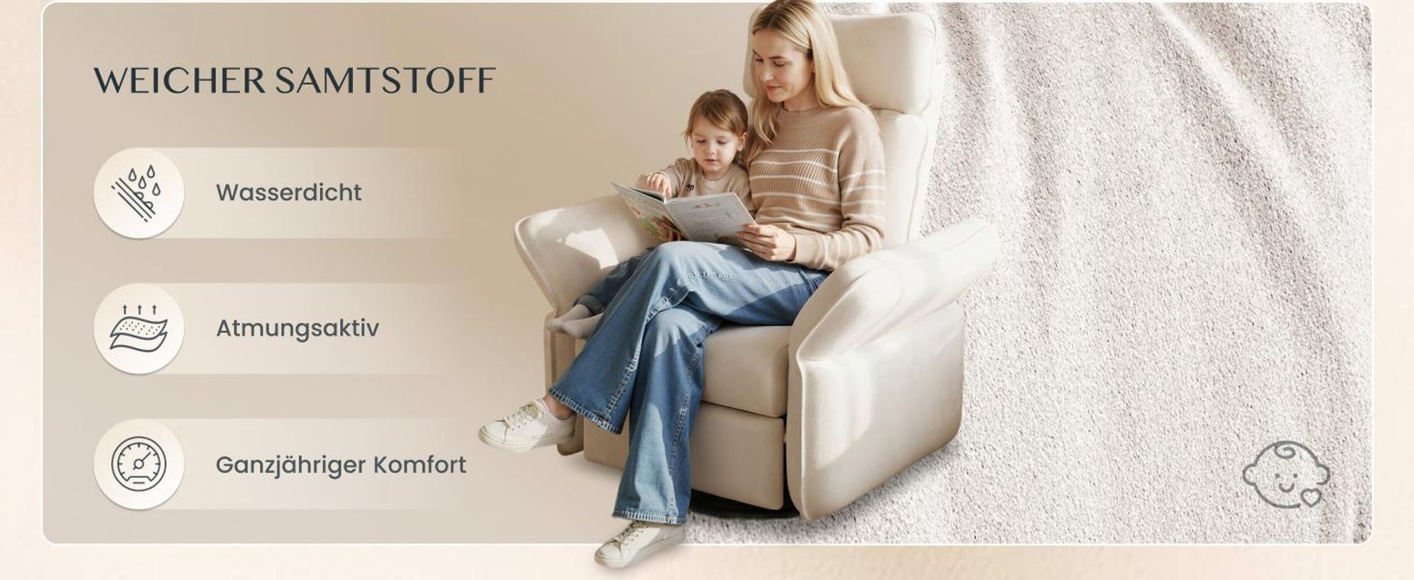 FLEXISPOT XR8 Cradle Elektrischer Relaxsessel mit Decke, Dreh- & Rockingfunktion, Fernsehsessel mit Liegefunktion, 3D-Kopfstütze, Beige