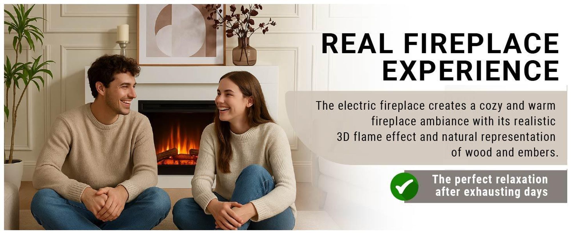 Elektrický krb, stojací model BALDERIA, design Finn – výkon až 2000 W, bílý