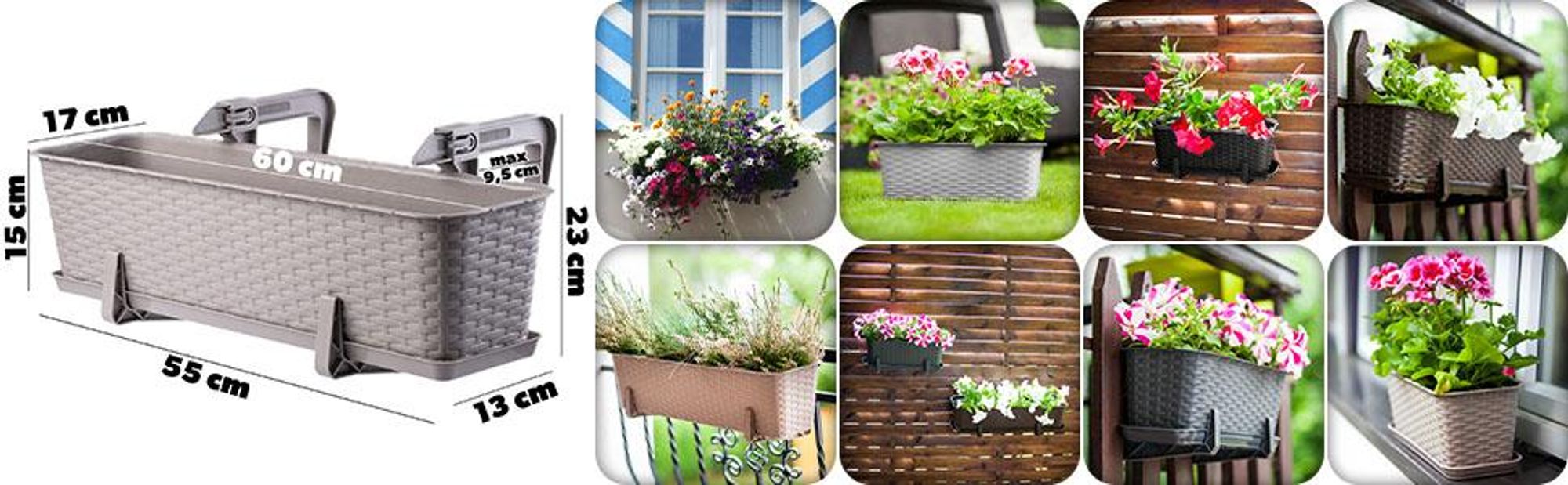 KADAX Blumentopf "Castro", Topf mit Griffen, 60cm, Karamell, 3 Stück