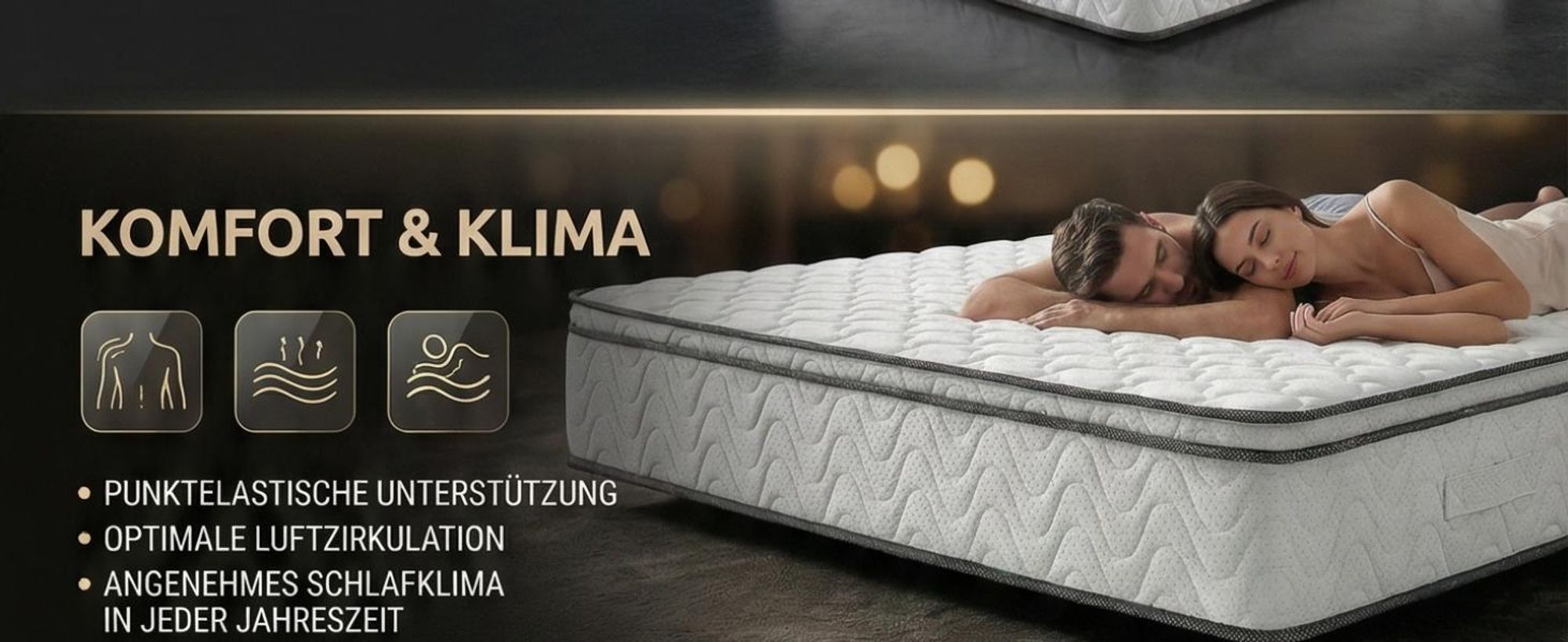 VIKTORIA Taschen Federkernmatratze 90x200 cm - Integrierter Topper; 25cm Höhe; H4, H3, H2 Misch-Härtegrad; 7 Zonen Matratze - Taschenfederkernmatratze mit hoher Punktelastizität