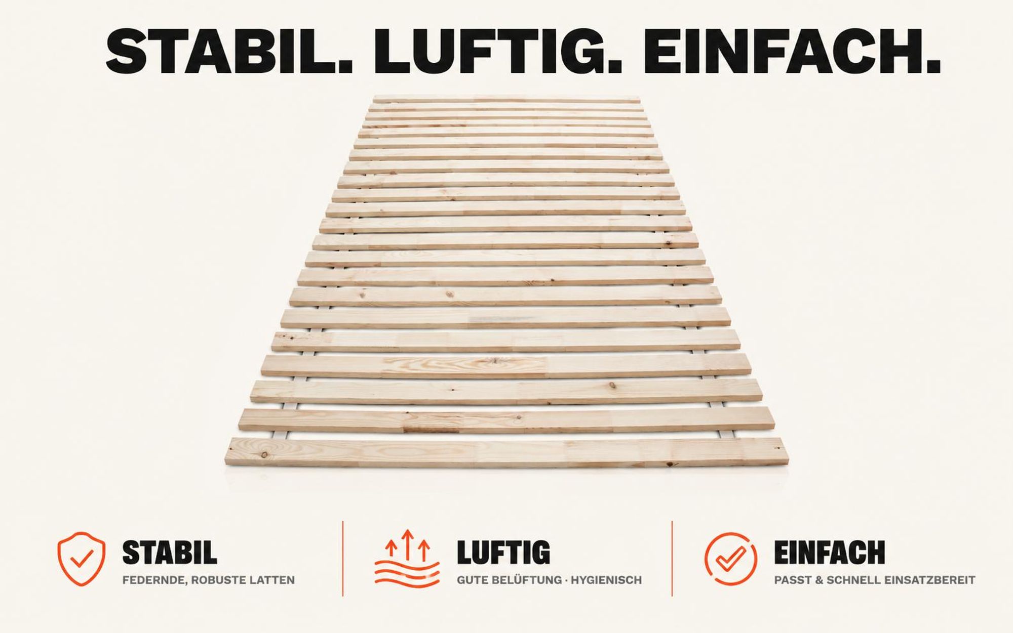 Lattenrost Wolkenland 120x200 cm 23 Latten | Rollrost Massivholz Kiefer | 400 kg Tragkraft | vorgebohrt für alle Matratzen