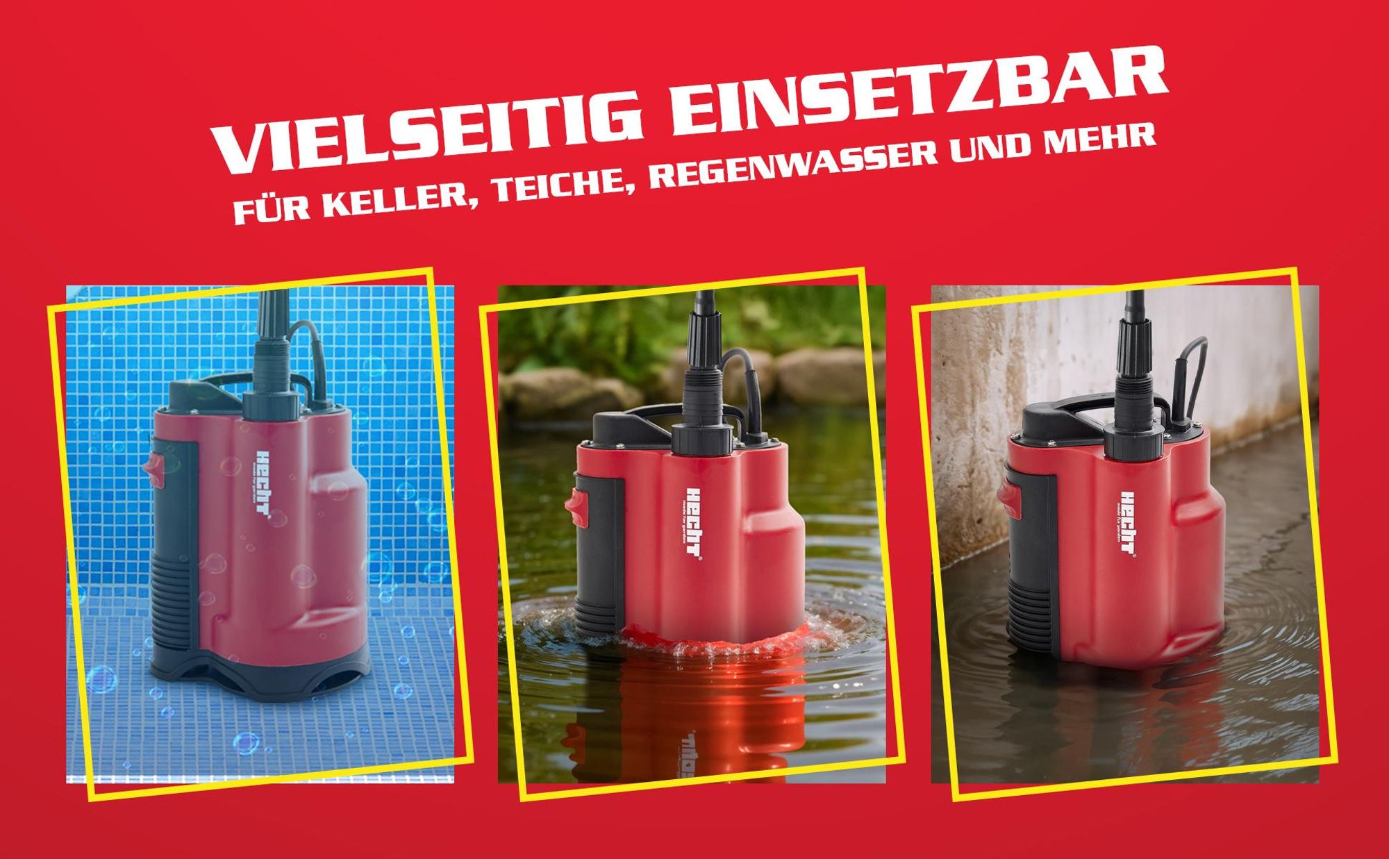 HECHT 3775 Schmutzwasserpumpe | integrierter Schwimmer | 750W | 13.000 l/h | 9m Förderhöhe