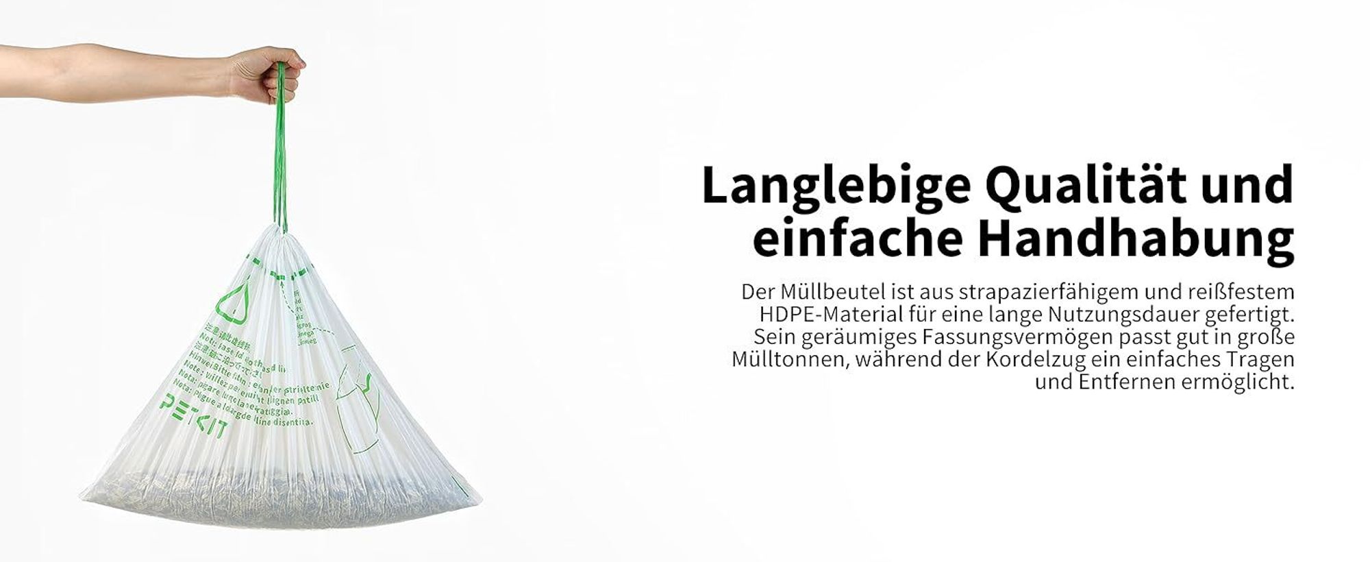PETKIT Katzentoilettenbeutel mit Zugbändern, Beutel für Katzentoilette für Pura MAX 2 und PUROBOT Max Pro, 5 Rollen*18 (90 Stück)