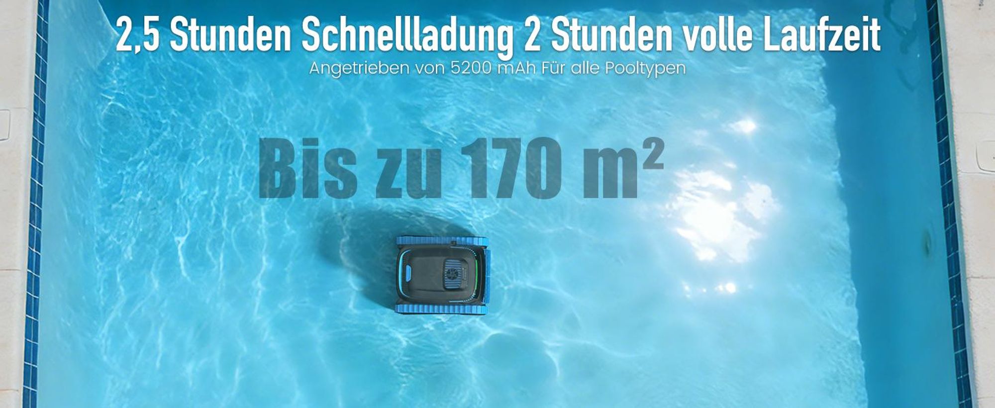 AIRROBO CP40 Poolroboter Boden und Wand mit APP, 120 Min Akkulaufzeit, 170m² Reinigungsfläche, Intelligente Navigation, Selbsteinparkfunktion
