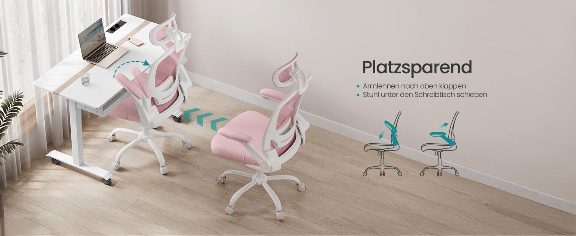 SONGMICS Bürostuhl ergonomisch, Schreibtischstuhl, Drehstuhl mit Mesh, gepolsterte Lendenstütze, Wippfunktion, 53 cm große Sitzfläche