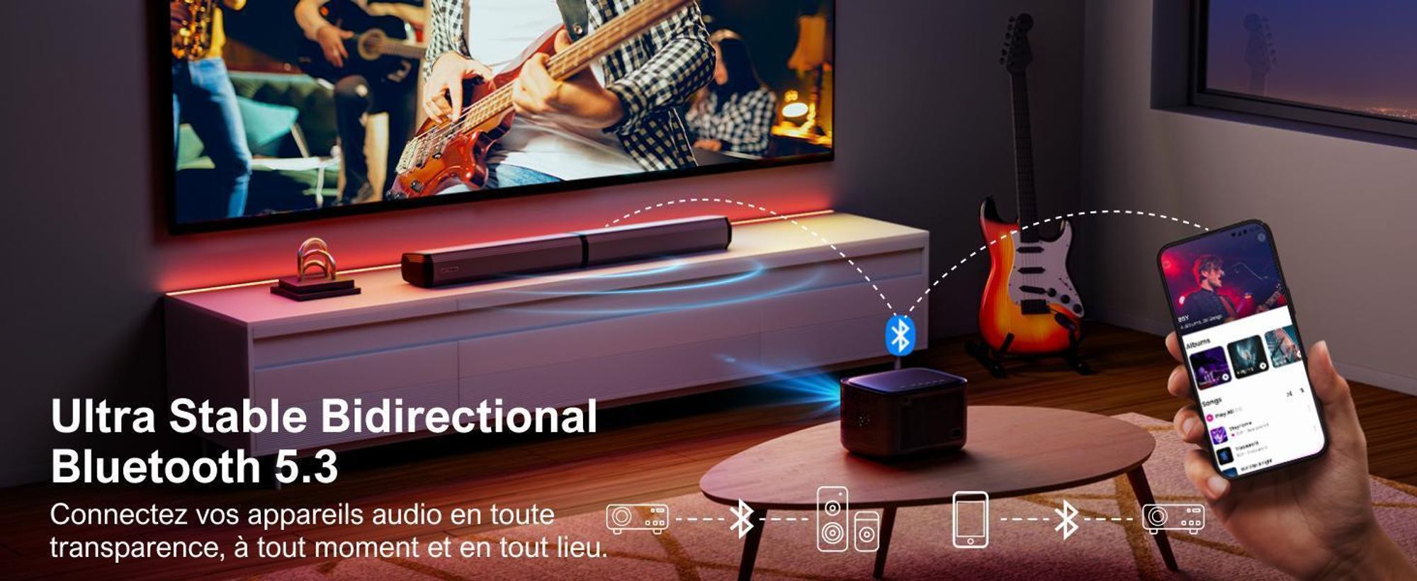 Projecteur ULTIMEA 4K Home Cinema Supporté, Projecteur Netflix, 700 ANSI-Lumen, Dolby Audio, Ajustement de l'écran & évitement d'objet