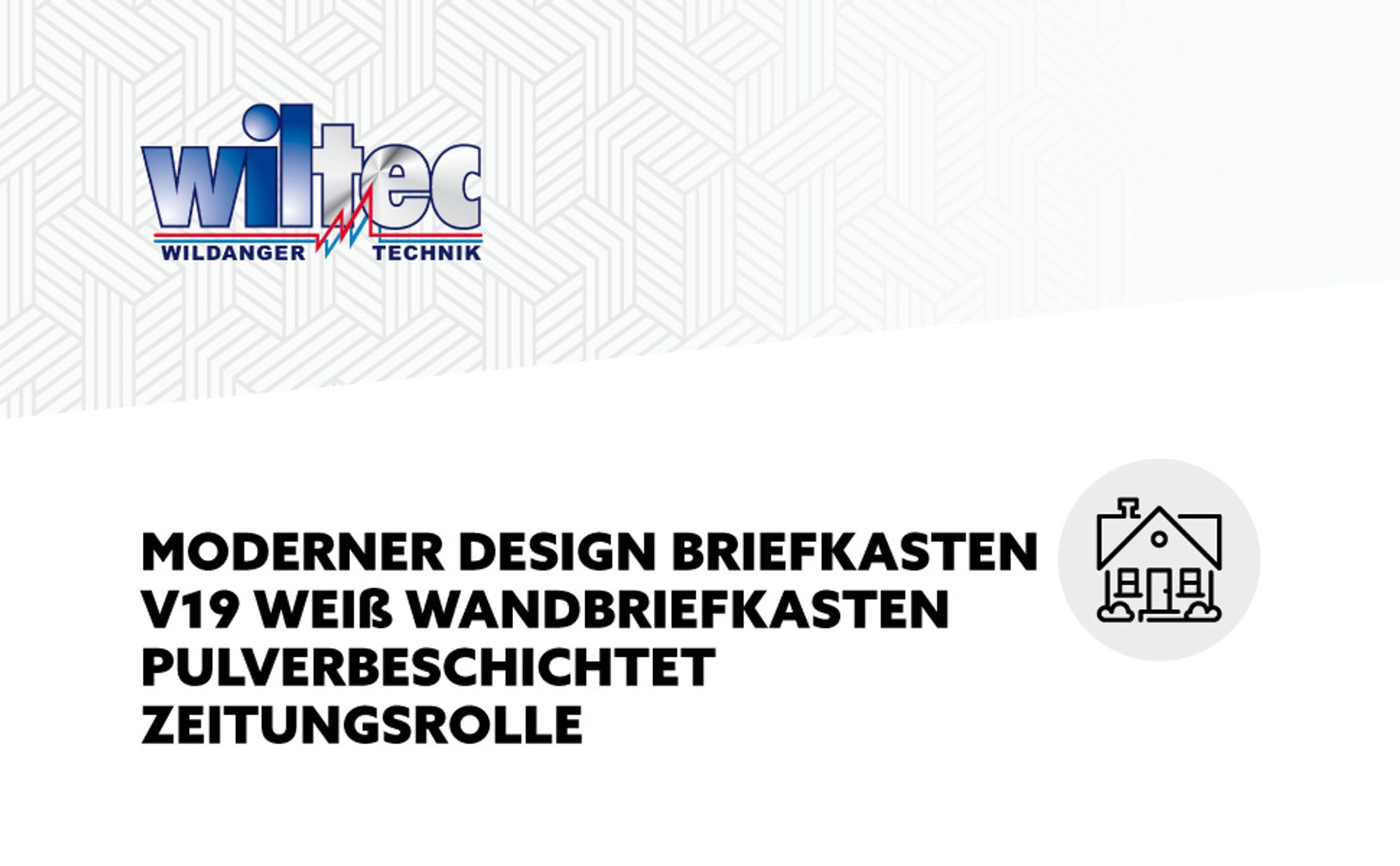 Wiltec Designer Briefkasten V19 weiß 370 x 102 x 370 mm, Wandbriefkasten mit Schloss und Zeitungsrolle, Postkasten aus pulverbeschichtetem Stahl