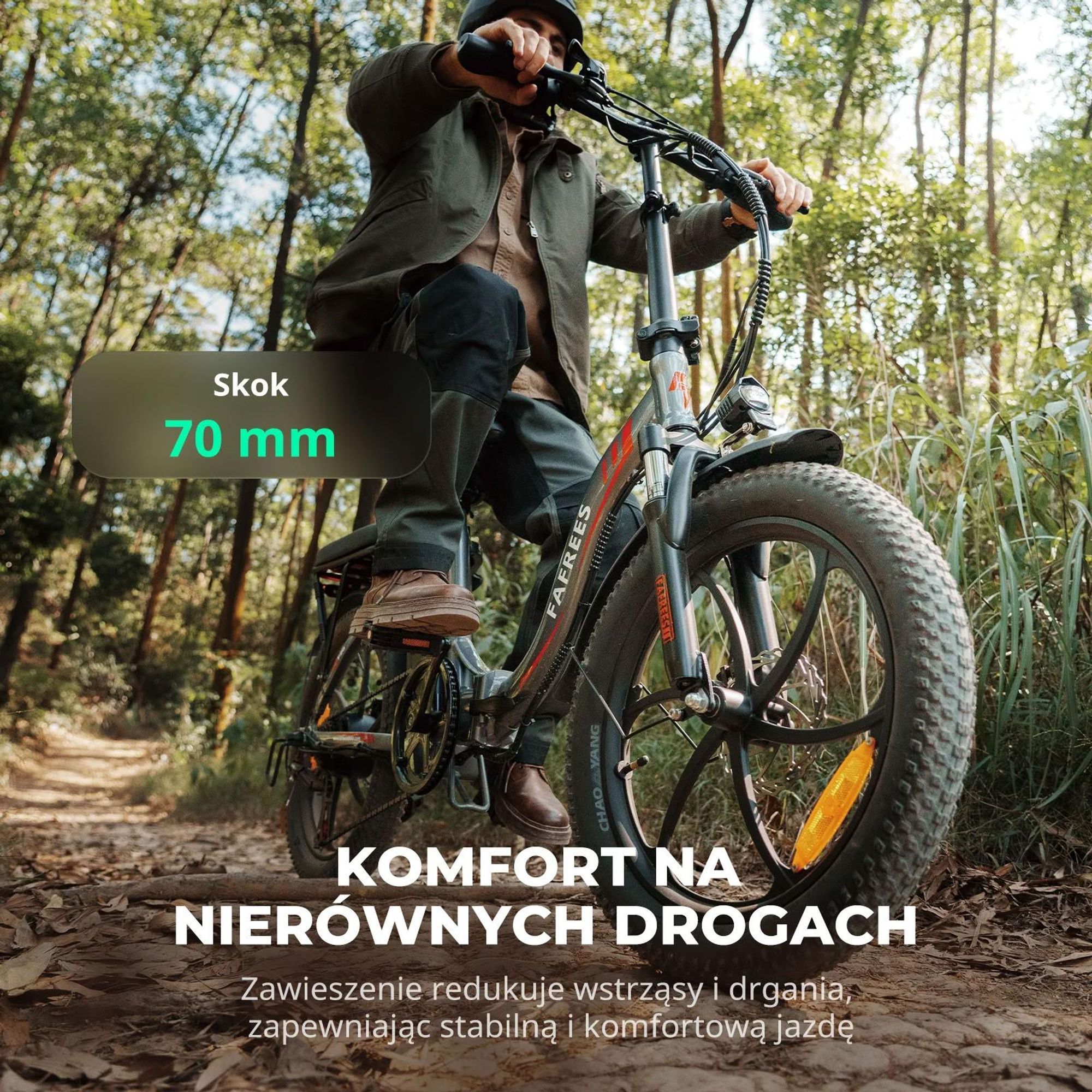 FAFREES F20 Rower Elektryczny - Silnik 250W Bateria 36V18Ah Koła 20'' Mechaniczny Hamulec Tarczowy - Szary