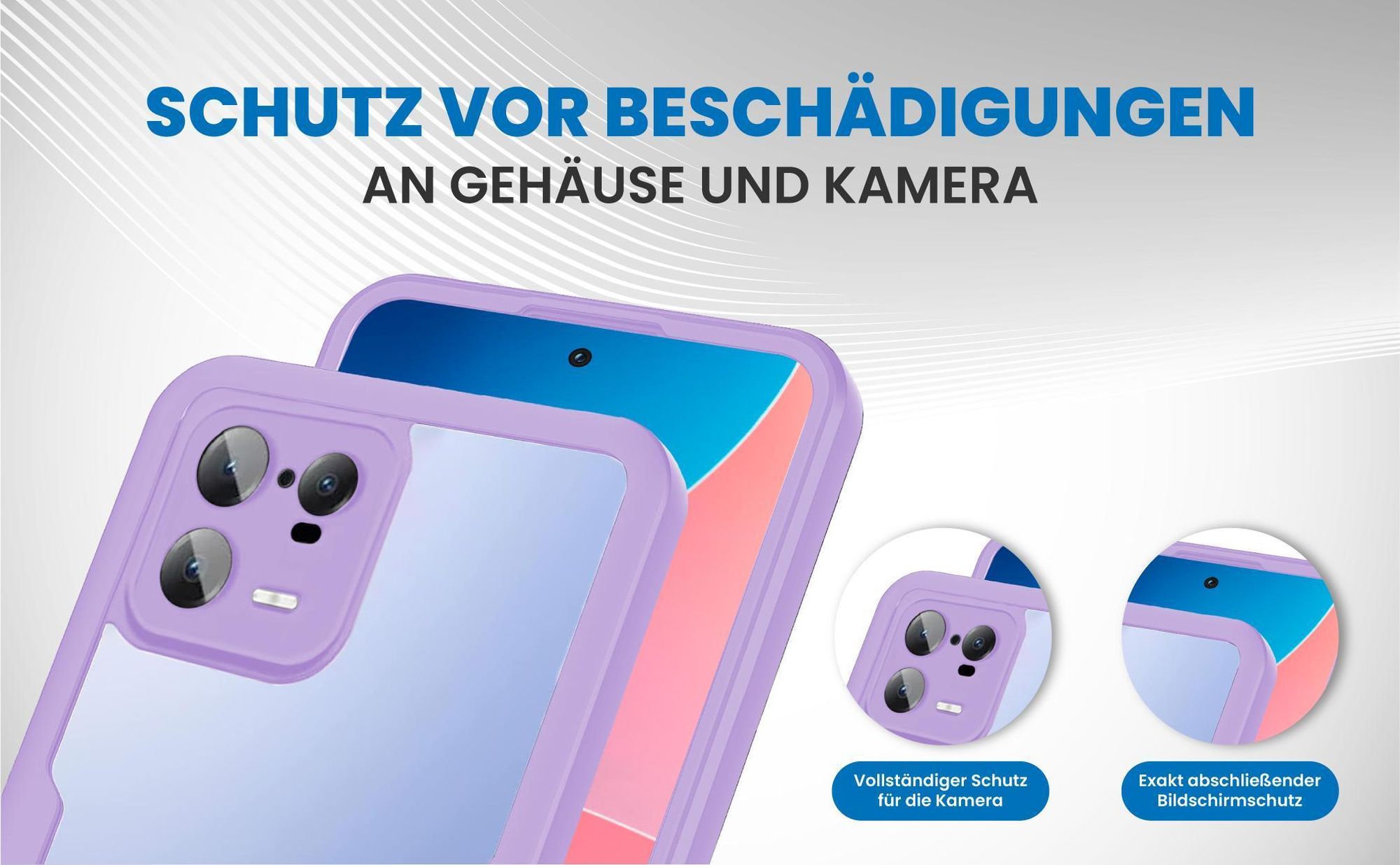 Violette 360 Grad Handyhülle für Xiaomi 13 5G Front und Backcover