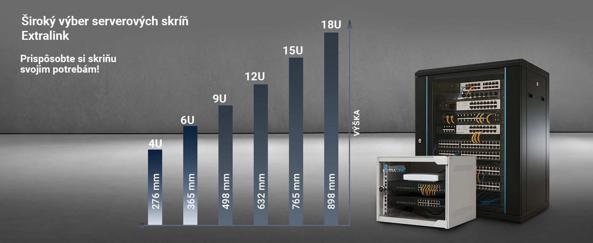 Extralink 4U nástenný rack 10" 280x310 mm čierny