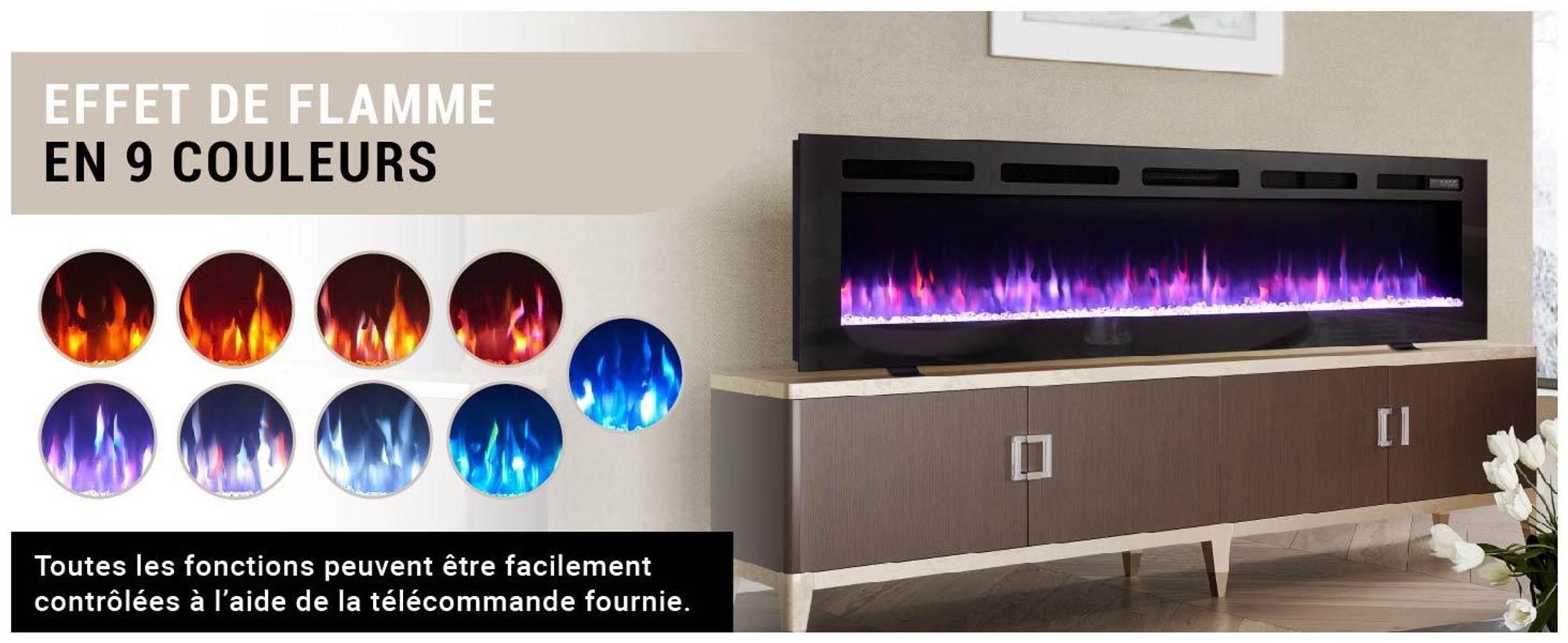 Cheminée électrique BALDERIA Leif 70 - 2 en 1 - noir