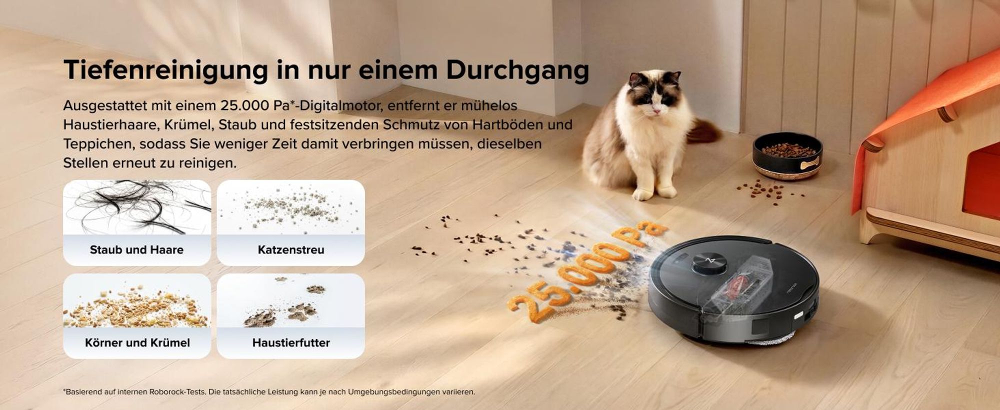 roborock Qrevo 2 Pro Set Saugroboter, 25.000 Pa Saugkraft, Anti-Tangle-System, 75°C Heißwasser-Moppwäsche, FlexiArm-Kantenwischsystem, Schwarz