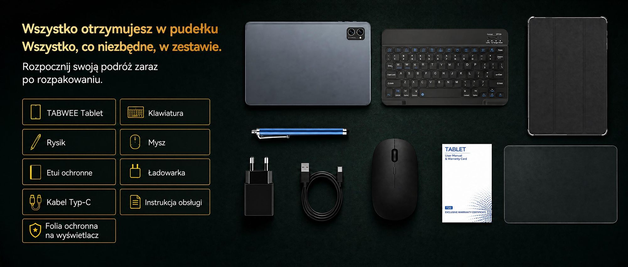 BESTTAB T20 10.1'' Android 16 Set Tablet, 24GB (8+16GB z możliwością rozszerzenia) RAM+256GB ROM (2TB TF), z pokrowcem/piórem/myszą/klawiaturą, Widevine L1, 5G WiFi