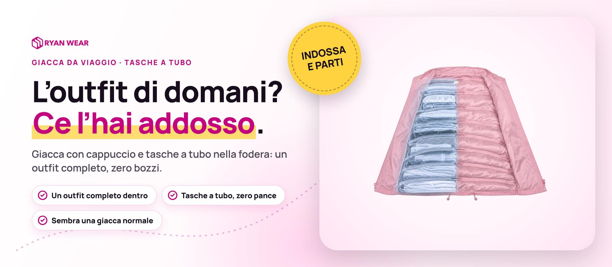 Giacca porta-tutto Ryanwear: giacca da viaggio unisex con cappuccio e tasche interne a tubo