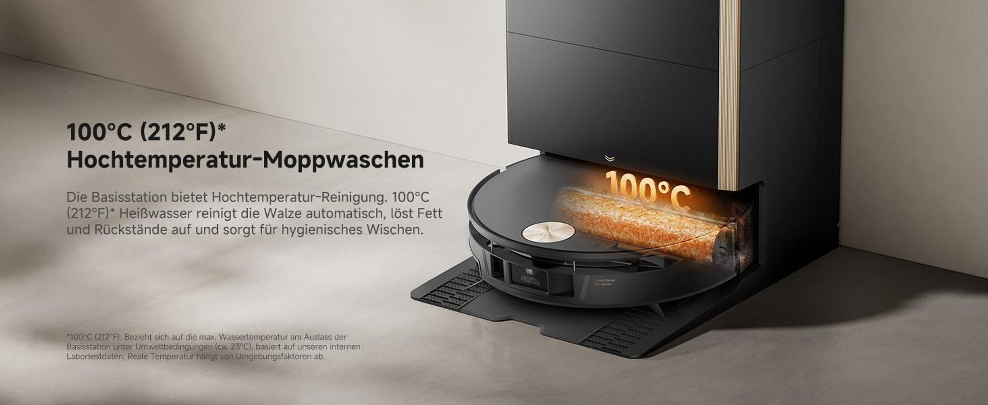 MOVA S70 Ultra Roller Saugroboter, 32.000 Pa, HydroForce-Wischen, All-in-One-Station, 100°C Moppwäsche, 90 mm flach