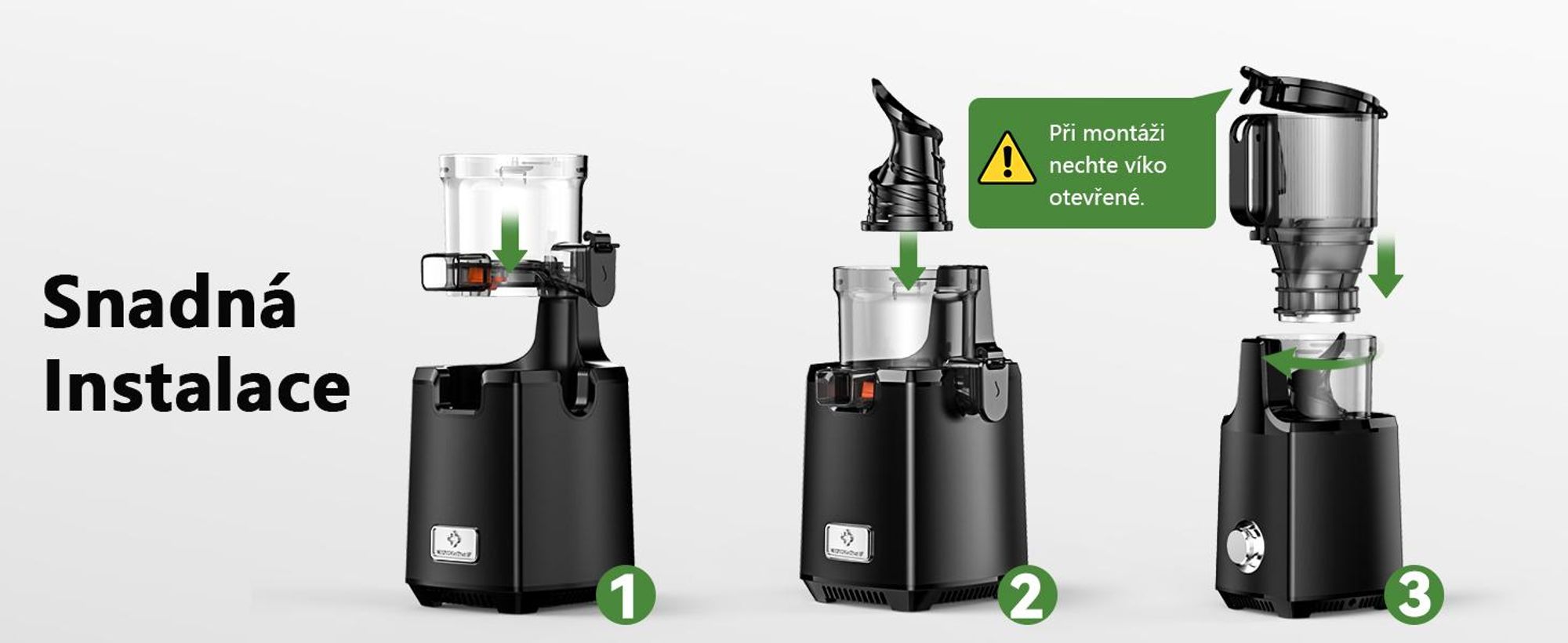 Pomalý odšťavňovač LINKChef SJ-052-EU-BL, objem 1,8 l, vhodný pro zeleninu a ovoce, trojitý filtrační systém, snadno se čistí - černý