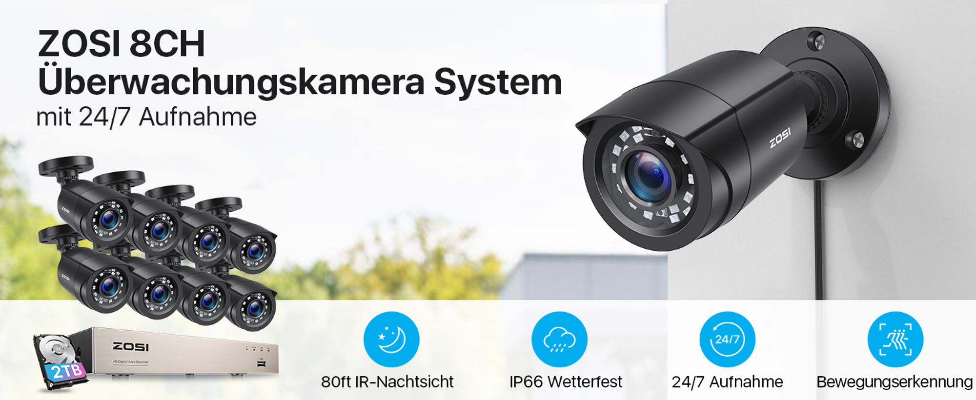 ZOSI 2MP Überwachungskamera Set