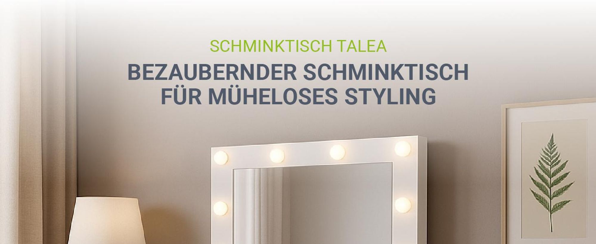 Juskys Schminktisch Talea mit LED, 7 Schubladen & großem Spiegel – Weiß