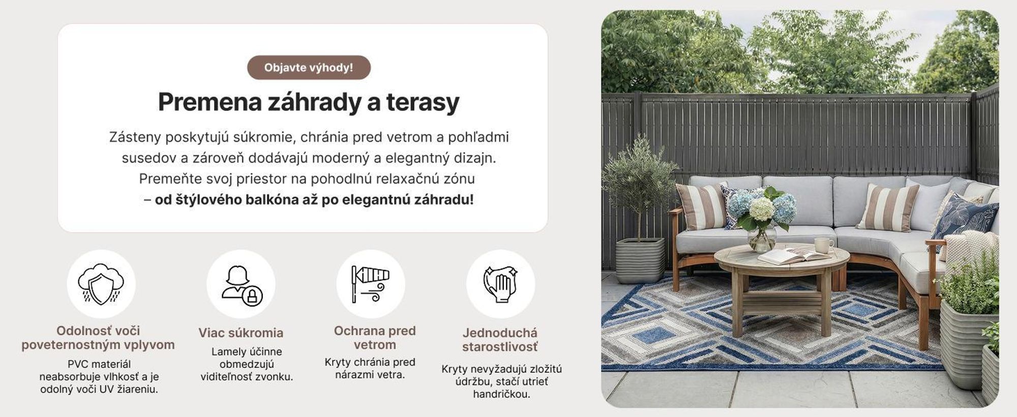 Zástena Záhradu Plastová, PVC, Mazovia 153x250 cm Sivá, , Moderná Zástena Pre Záhradný Plot, Odolná Voči Vetru, Poveternostným Vplyvom a UV Žiareniu