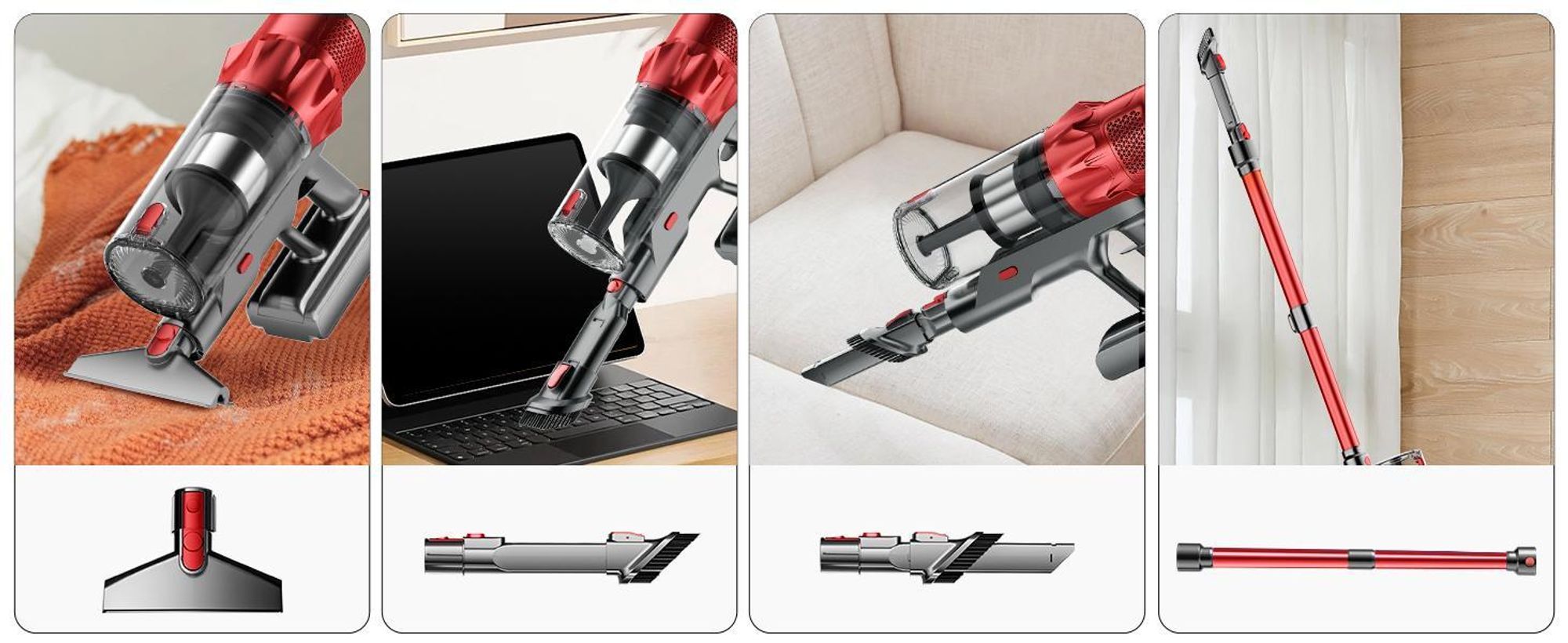 Hiazurm Akku Staubsauger, 85000Pa Staubsauger kabellos mit Touchscreen, HEPAx4, 80Min, Schlauchbürste, Staubsauger, 2L, Anti-Tangle-Staubsauger