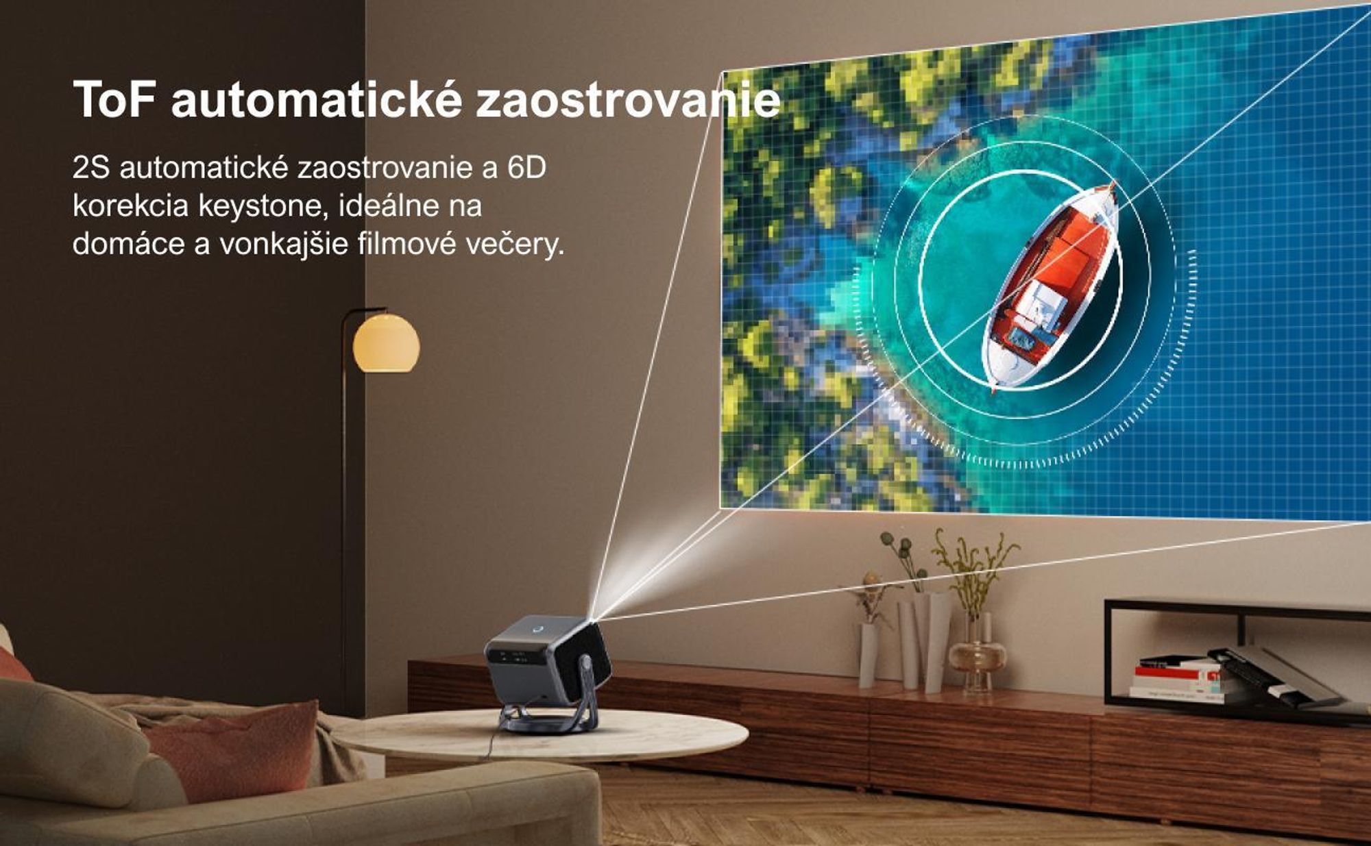 ULTIMEA Smart Beamer Android TV 11.0 s Netflixom, filmový projektor s podporou 4K a 90° gimbalom, 600 ANSI Full-HD, HDR10&HLG, Bluetooth