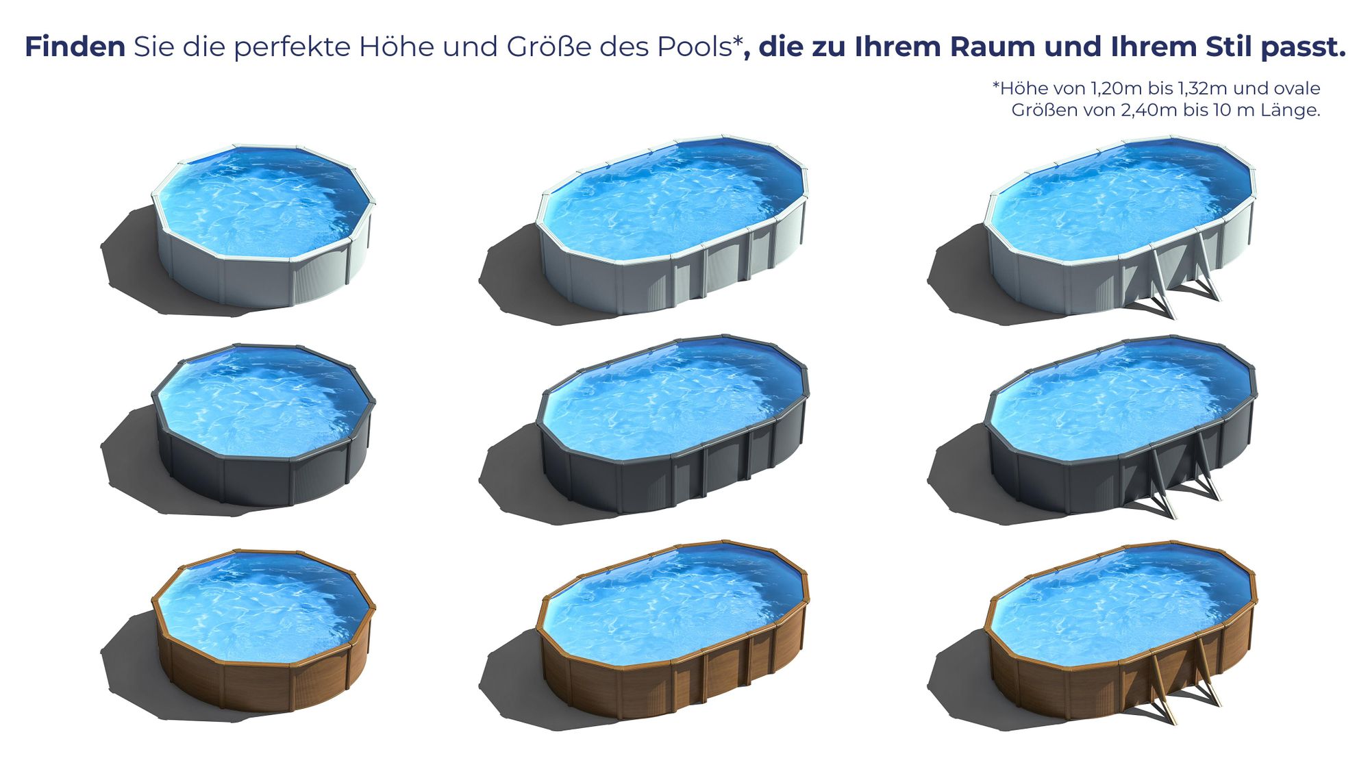GRE Ovaler Stahlwandpool mit Holzoptik KITPROV6188WO – 610 x 375 x 132 cm, Komplettset + GRATIS Elektrischer Poolreiniger VCB50
