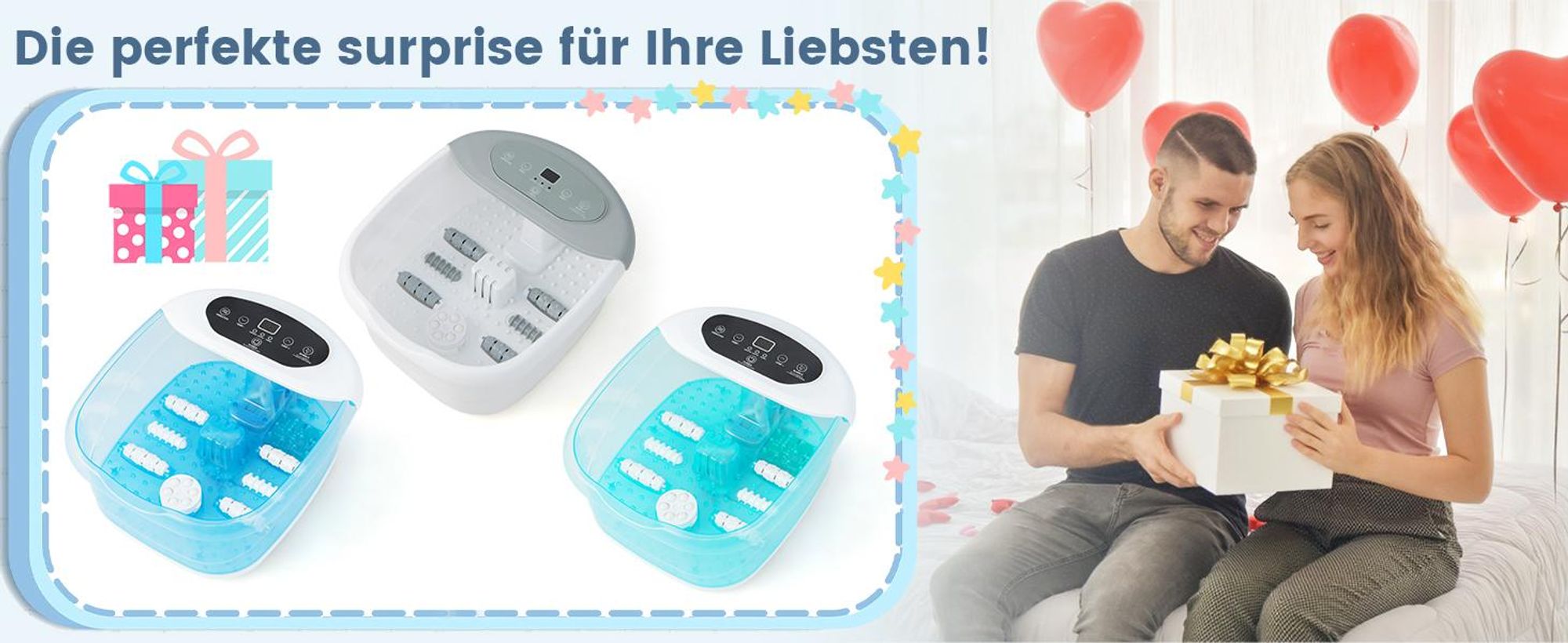 COSTWAY Fußsprudelbad elektrisch, Massagegerät mit 35-46°C Heizung, Blasen & Vibration, Fußbad mit 1H Timer, Bimsstein, Massagerollen & Massageknoten