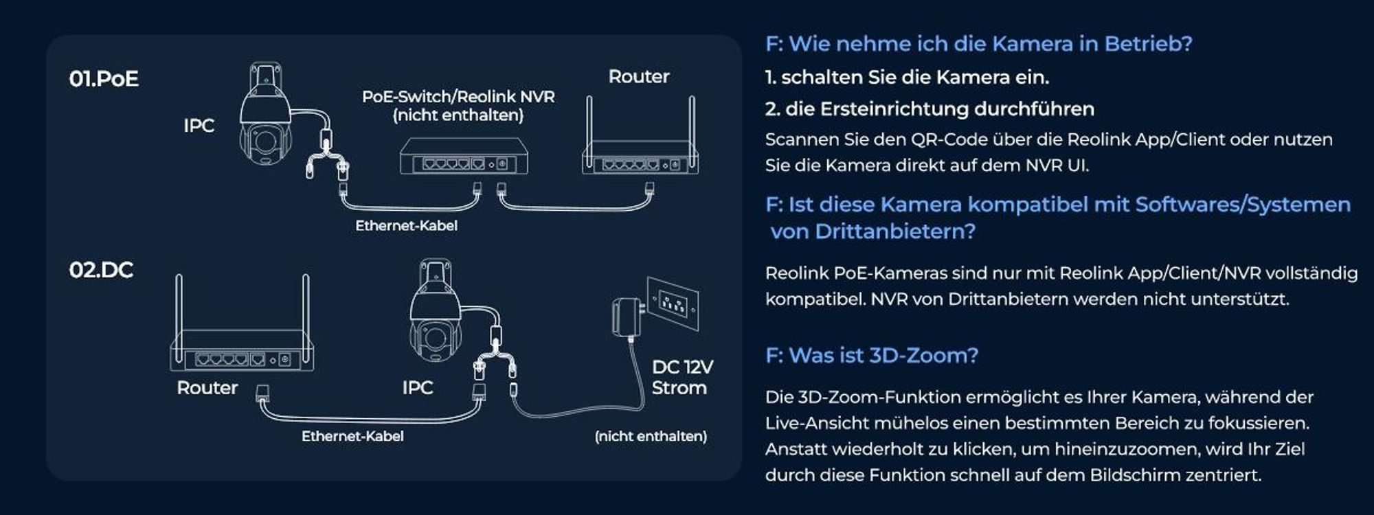 Reolink RLC-823S1, 4K 8MP PoE Überwachungskamera, 360° Abdeckung, 5X optischem Zoom, Auto-Tracking, Farbnachtsicht, Personen-/Fahrzeug-/Tiererkennung