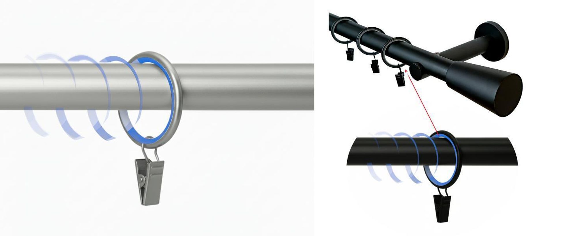 100 Stück Metall Gardinenringe mit Clips Farbe Antikgold für 25 mm & 30 mm Gardinenstangen Vorhangringe 35 mm Innendurchmesser Leises Gleiten