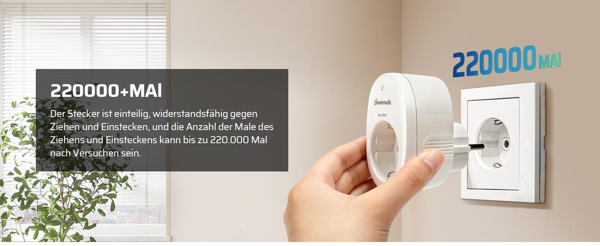 DEWENWILS Funksteckdosen mit Fernbedienung, 3er Set und 2 Sender, 2300W, weiß