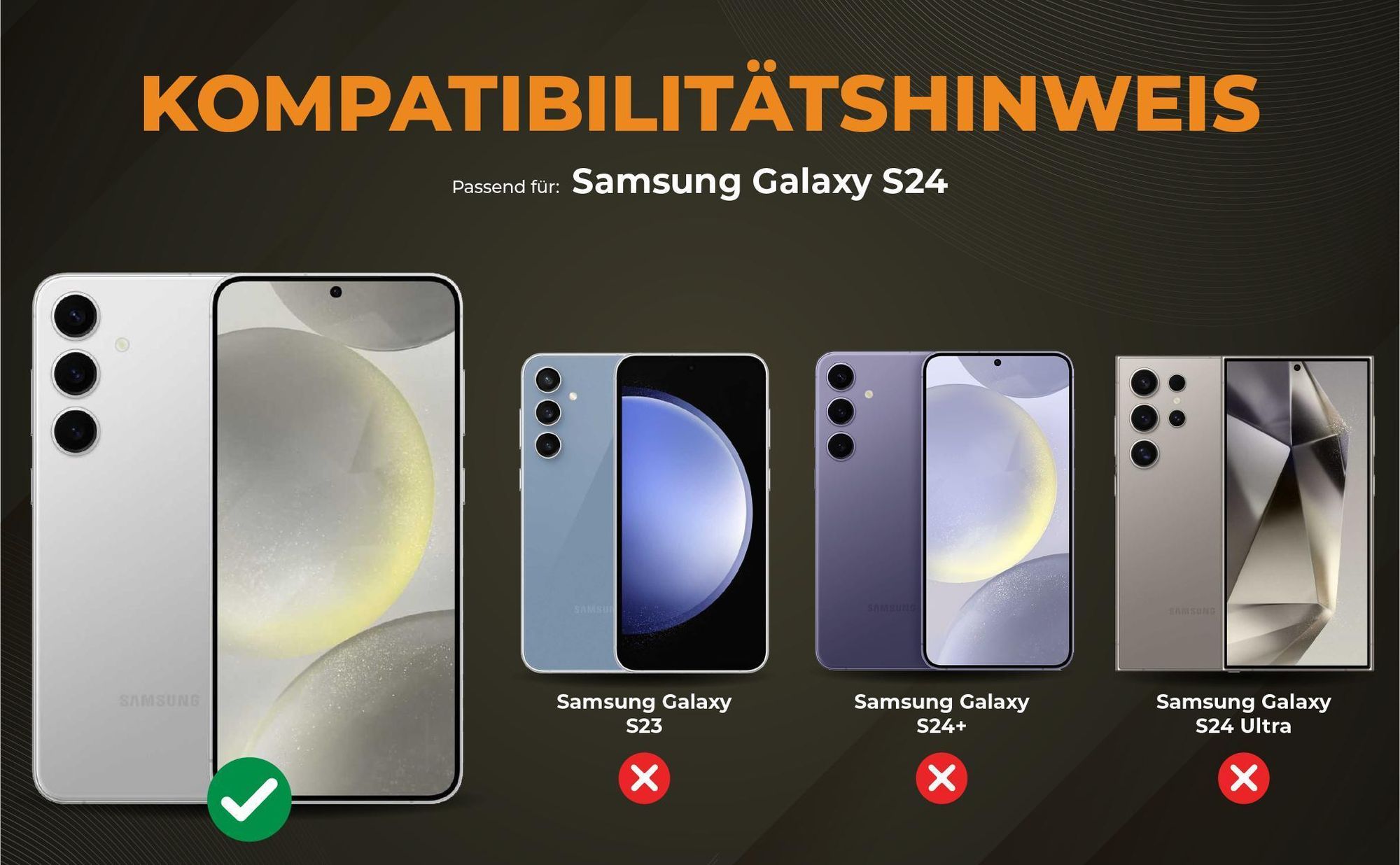 Kompatibilitätshinweise Hülle für Samsung Galaxy S24